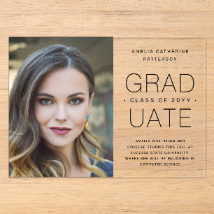 Graduation Announcement Photo Modern Minimalist