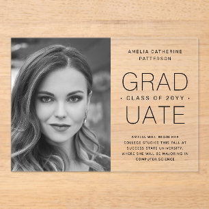 Graduation Announcement Photo Modern Minimalist