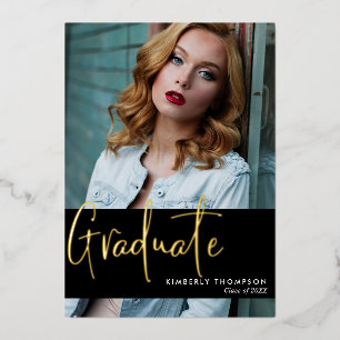 Graduation Announcement Photo Script Modern Simple