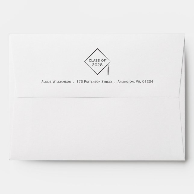 Graduation Announcement Return Address Cap White Envelope (Back (Top Flap))