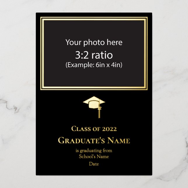 Graduation Announcement w/ Mortarboard Foil Card (Front)