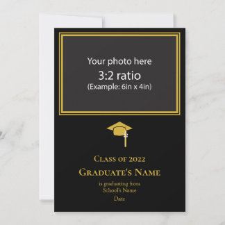 Graduation Announcement w/ Mortarboard(Gold Theme)