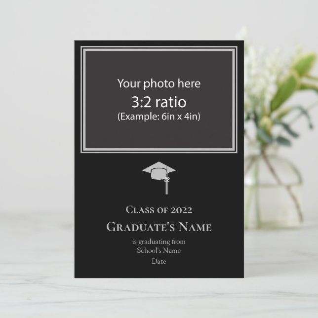 Graduation Announcement w/ Mortarboard (Silver) (Standing Front)