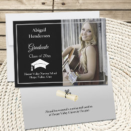 Graduation Announcement White Cap and Photo