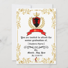 Graduation Announcement White Gold Frame 