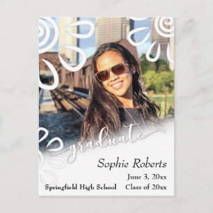 Graduation Announcement with Photo & Floral Images Postcard