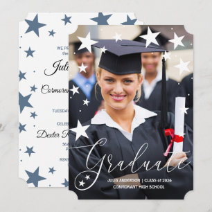 Graduation Announcement with Stars Graduate Photo