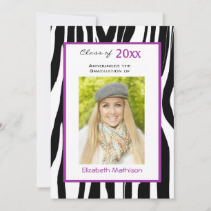 Graduation Announcement Zebra Photo Invitation