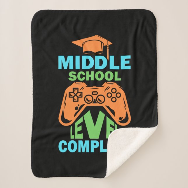 Graduation Art | Middle School Level Complete Sherpa Blanket (Front)