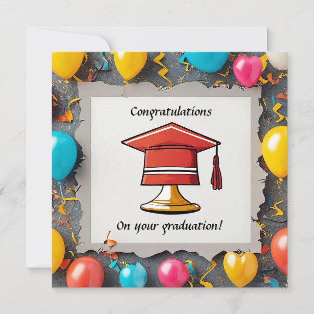 Graduation Artwork with Balloons Invitation (Front)
