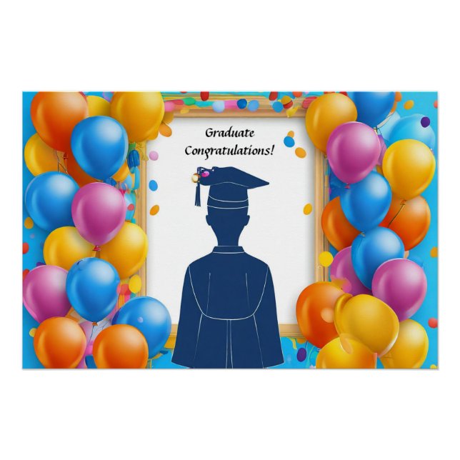 Graduation Artwork with Balloons Poster (Front)