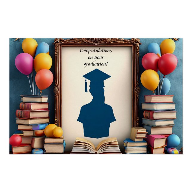 Graduation Artwork with Balloons Poster (Front)