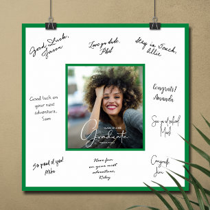 Graduation Autograph Green Border Poster