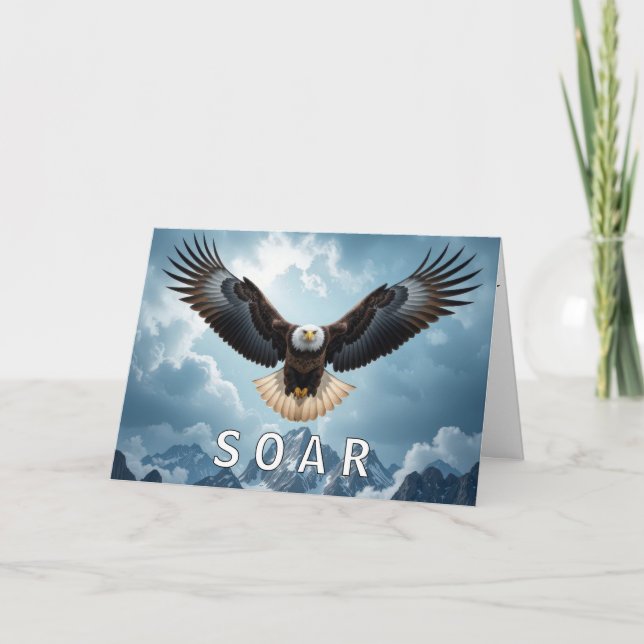 Graduation Bald Eagle With SOAR Text Card (Front)