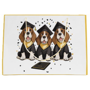 Graduation Basset Hound Dogs Large Gift Bag