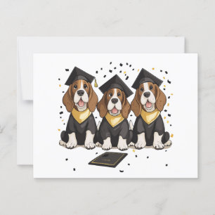 Graduation Basset Hound Dogs Postcard