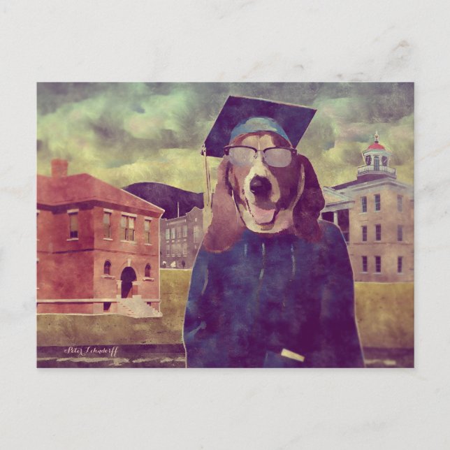 Graduation Basset Postcard (Front)