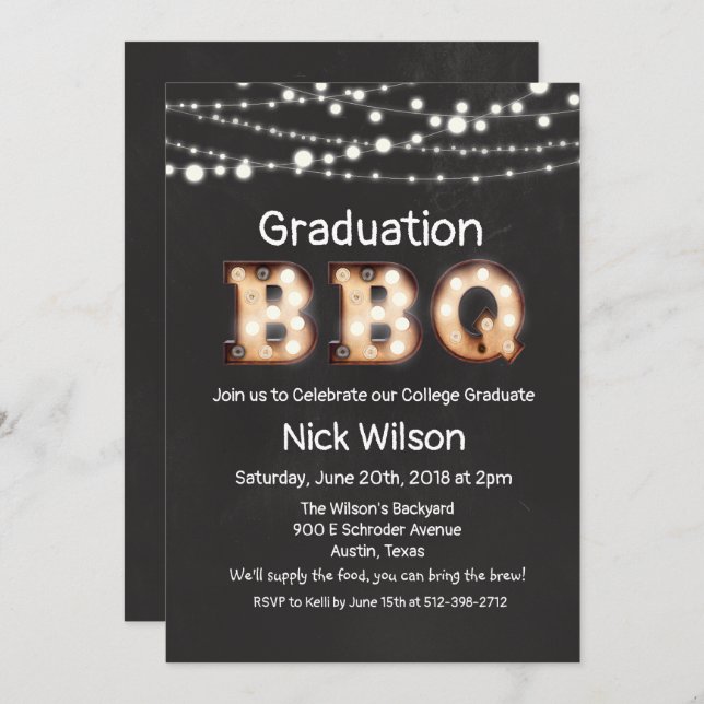 Graduation BBQ Chalkboard Invitation (Front/Back)