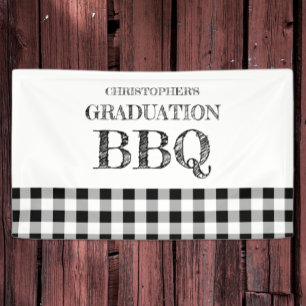 Graduation BBQ Gingham Banner