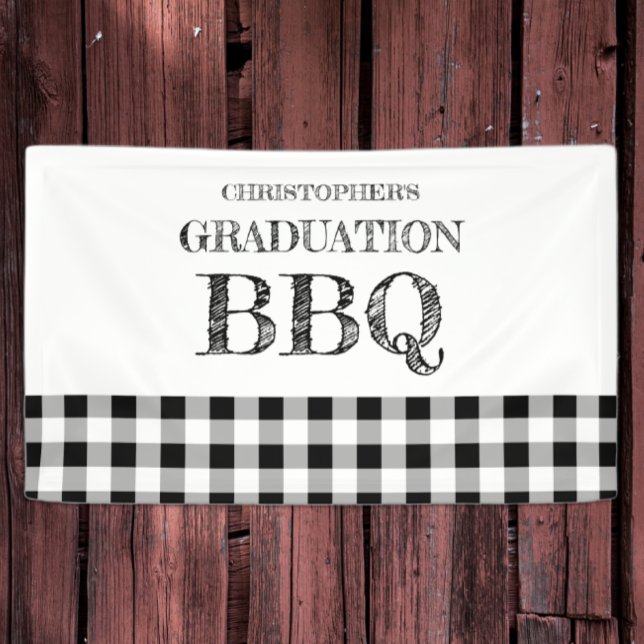 Graduation BBQ Gingham Banner (Creator Uploaded)