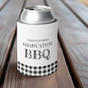 Graduation BBQ Gingham Can Cooler