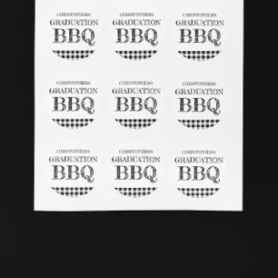 Graduation BBQ Gingham Classic Round Sticker