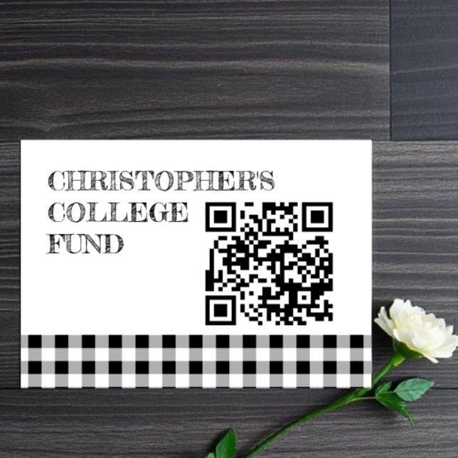 Graduation BBQ Gingham College Fund Enclosure Card (Creator Uploaded)