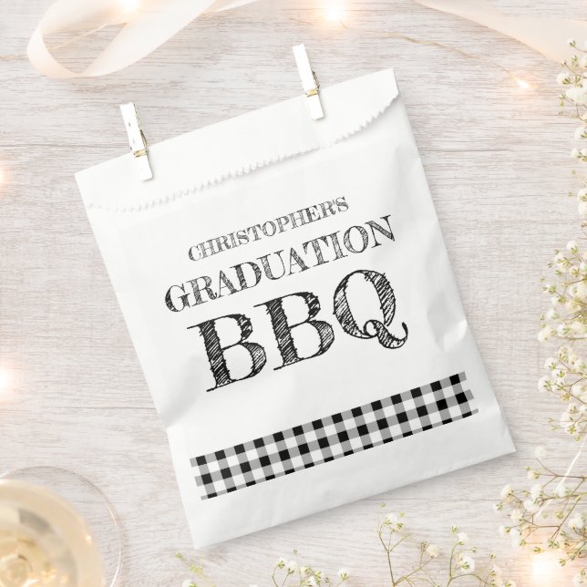 Graduation BBQ Gingham Favour Bags (Clipped)