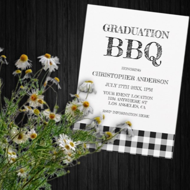 Graduation BBQ Gingham Invitation (Creator Uploaded)