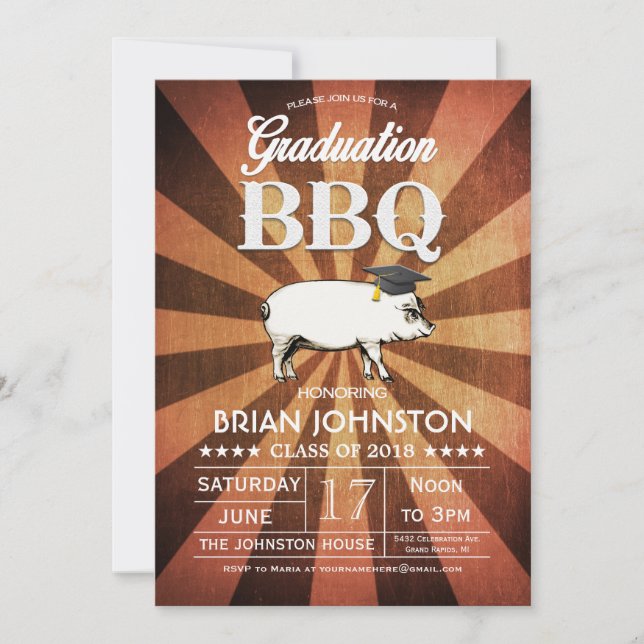 Graduation BBQ Invitations (Gold) (Front)