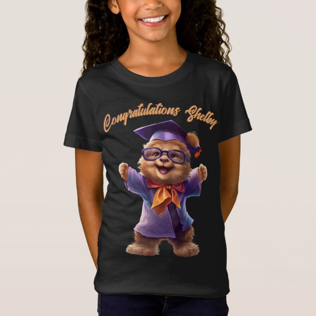 Graduation Bear, Celebrate Your Graduate w/ Name T-Shirt (Front)