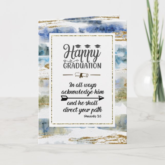 Graduation Bible Verse Proverbs 3:6 Modern Design Card (Front)