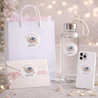 Graduation & Birthday Floral Double Celebration Classic Round Sticker