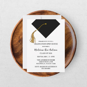 Graduation Black Cap And Tassel Photo Open House  Invitation