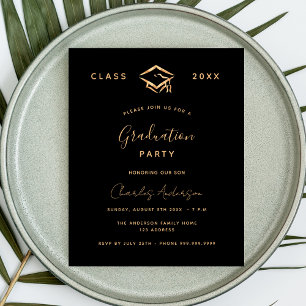 Graduation black gold 2024 budget invitation flyer