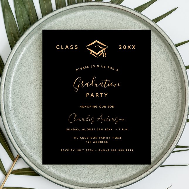 Graduation black gold 2024 budget invitation flyer (Creator Uploaded)