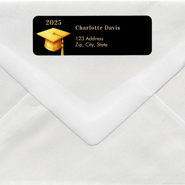 Graduation black gold cap 2025 return address  (Creator Uploaded)