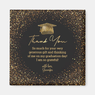 graduation black gold glitters thank you stylish magnet