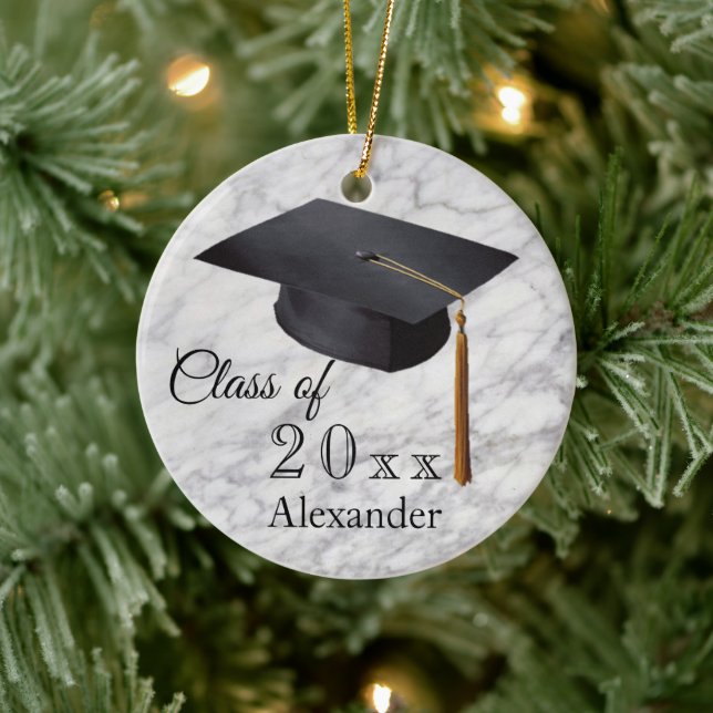 Graduation Black Marble Personalized Ceramic Tree Decoration (Tree)