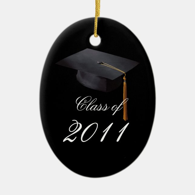 Graduation Black Personalised Christmas Ornament (Front)