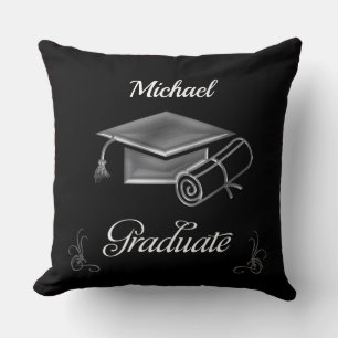 Graduation Black & Silver, Cap & Diploma Cushion
