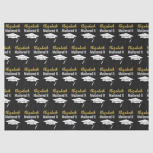 Graduation Black White and Gold Name Mastered It Tissue Paper