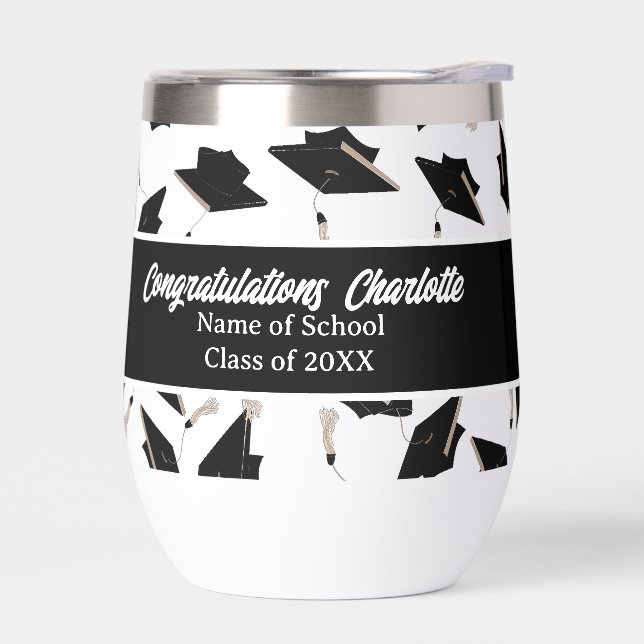 Graduation Black White Caps Party Supplies (Left)