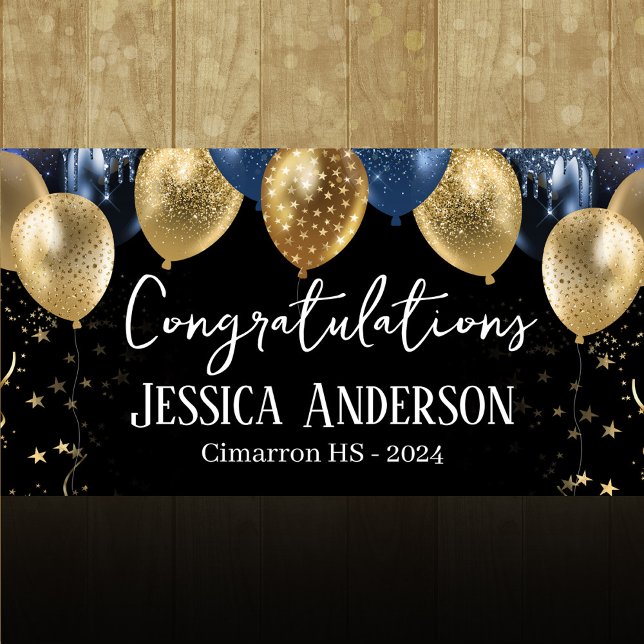 Graduation Blue and Gold Balloons Banner (Creator Uploaded)