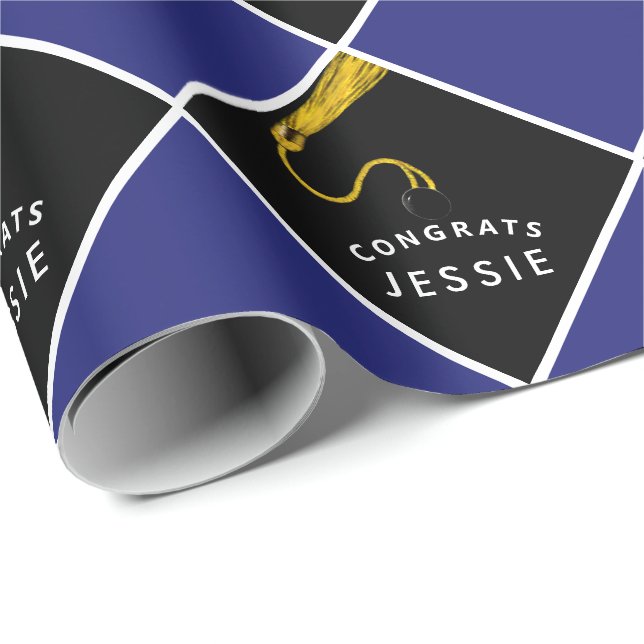 Graduation Blue Gift Wrapping Paper (Roll Corner)