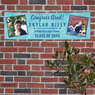 Graduation Blue Opal 2 Photo Congrats Grad Banner