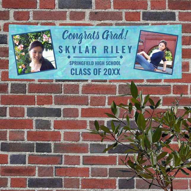 Graduation Blue Opal 2 Photo Congrats Grad Banner (Creator Uploaded)