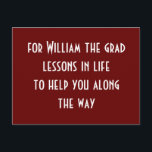 Graduation Blue Party Words Of Advice Card Lessons<br><div class="desc">Graduation party words of advice cards. Ask your guests to share their own lessons in life with your graduation grad. Monogram with graduates name. "For William The Grad,  Lessons In Life To Help You Along The Way". Wonderful graduation keepsake memory card. Blue background.</div>