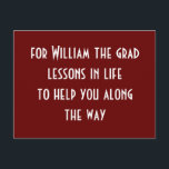 Graduation Blue Party Words Of Advice Card Lessons<br><div class="desc">Graduation party words of advice cards. Ask your guests to share their own lessons in life with your graduation grad. Monogram with graduates name. "For William The Grad,  Lessons In Life To Help You Along The Way". Wonderful graduation keepsake memory card. Blue background.</div>