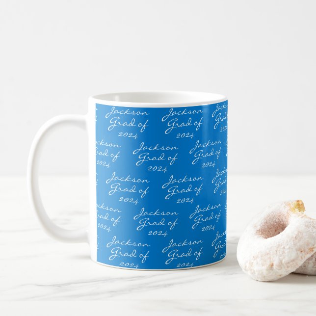 Graduation Blue Personalised Grad Coffee Mug (With Donut)